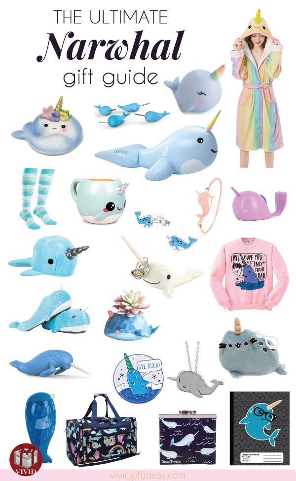 Awesome narwhal themed gift ideas. The best list that includes all super cute un...