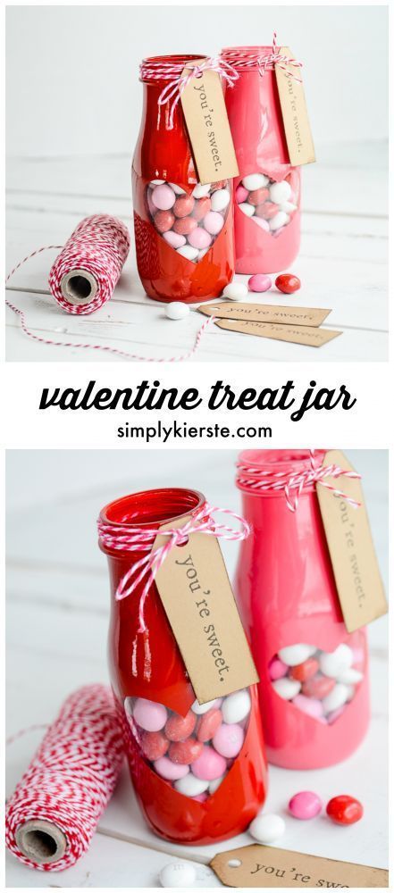 Adorable peek-a-boo Valentine treat jar with free printable! | simplykierste.com...