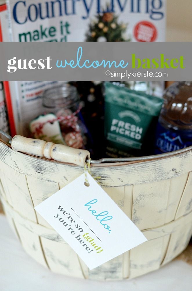 Welcome your guests with a fun Guest Welcome Basket, full of their favorite thin...