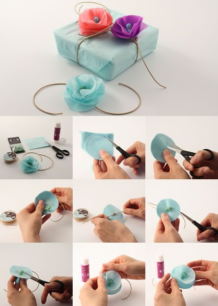 Make flowers to decorate your presents.