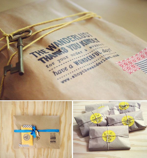 Online shop packaging concepts as sent to customers via Oh Hello Friend & Wander...