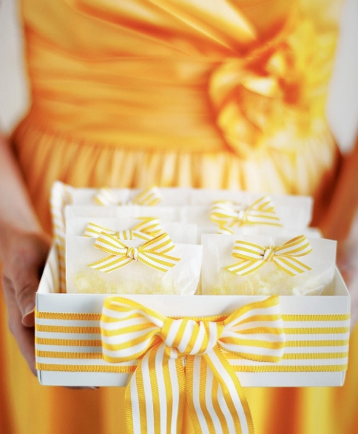 Small glassine bags with ribbon trim