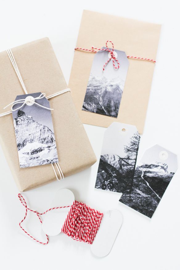 black and white winter scenes gift tags