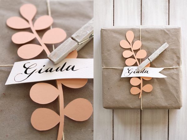 papercut tags and calligraphy