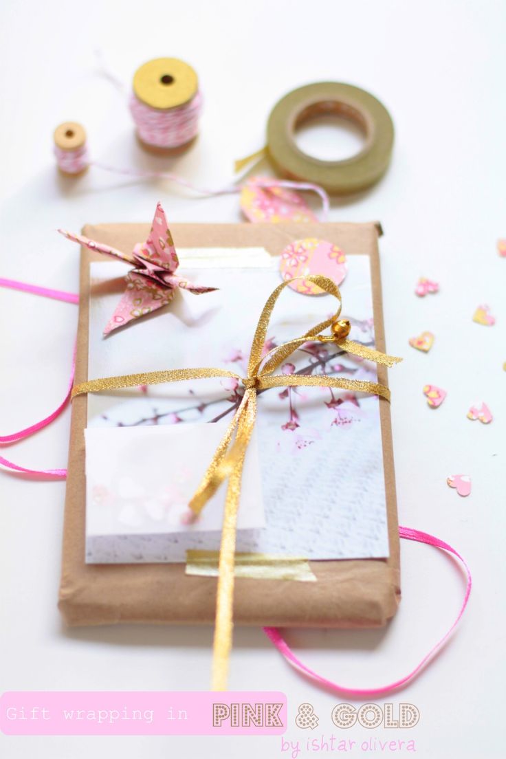 Pink and gold gift wrapping