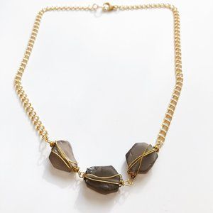 smoky quartz gold necklace