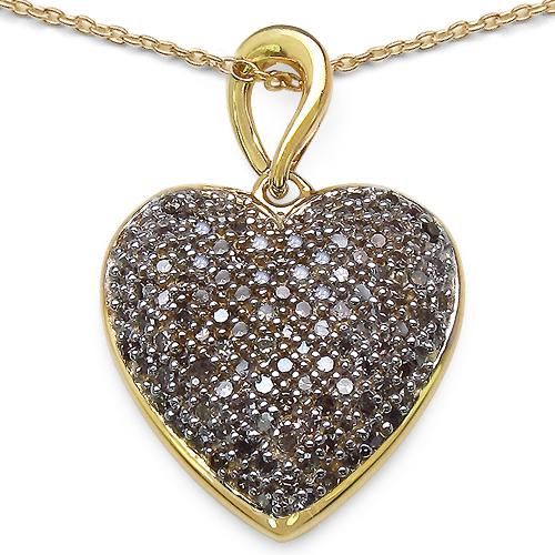 14K Yellow Gold Natural Mined Fancy Golden Chocolate Diamond Heart Pendant