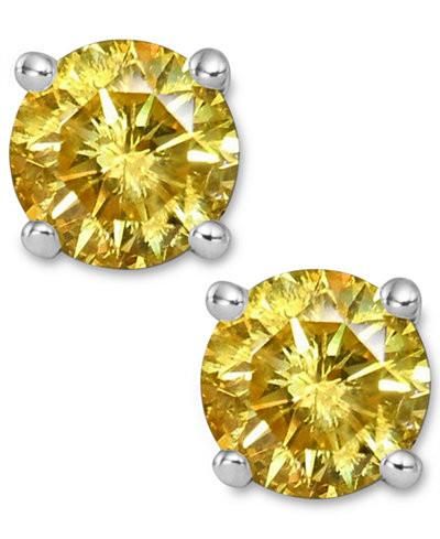 1CT Fancy Yellow Canary Russian Lab Diamond Stud Earrings