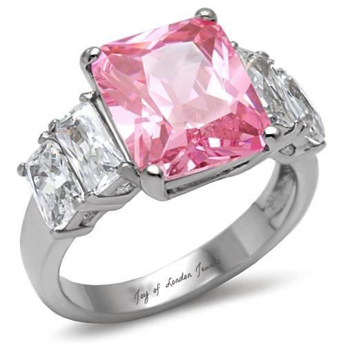 4CT Emerald Cut Pink Sapphire Russian Lab Diamond Ring