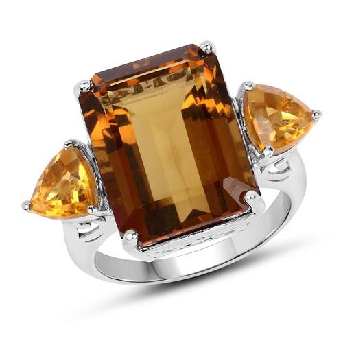 A Limited 12.30CT Genuine Champagne Quartz and Citrine Ring