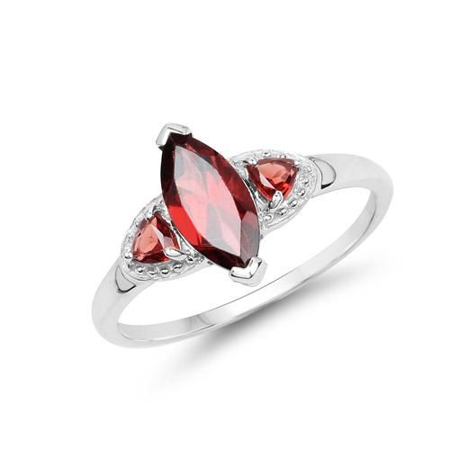 A Natural 1.20CT Marquise Cut Red Garnet Engagement Ring
