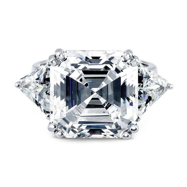 A Perfect 2.3CT Asscher Cut Russian Lab Diamond Engagement Ring
