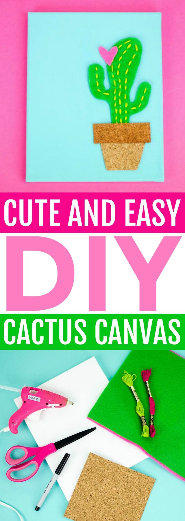 This DIY cactus canvas has so much texture- it is dreamy! Let me show you exactl...