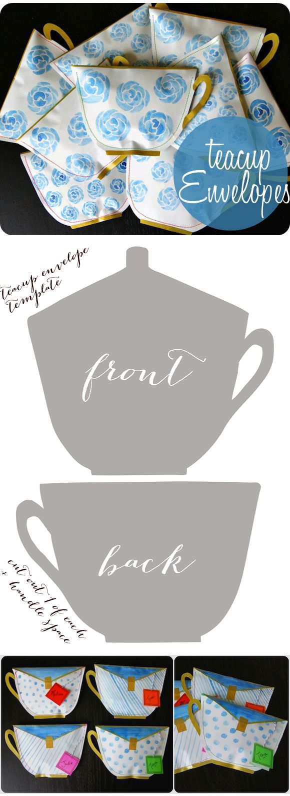 A Teacup Envelope Design With Free Template -- from Marisa Edghill on Oh My Hand...