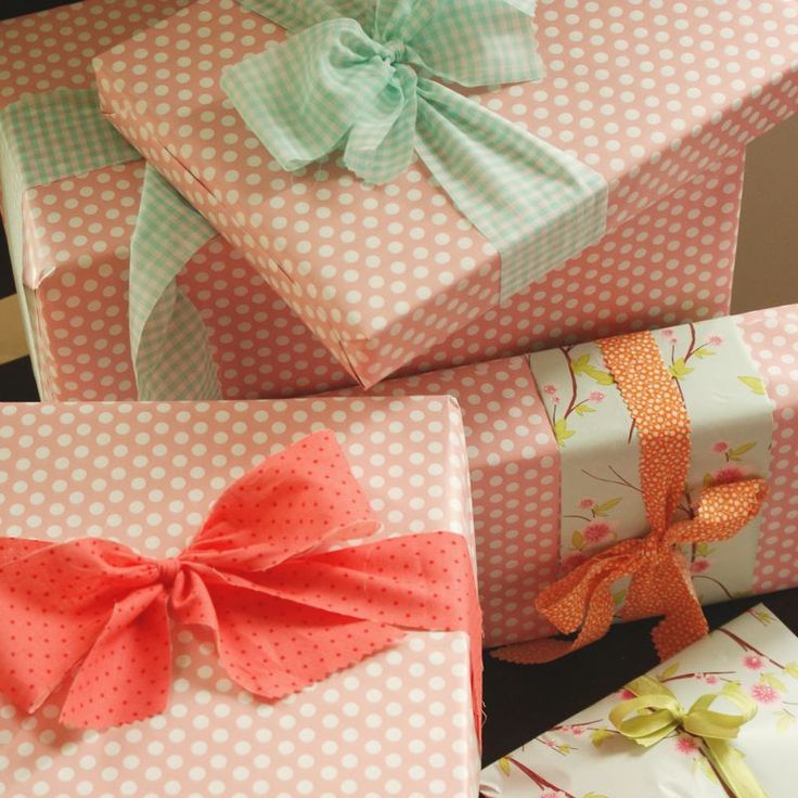 Amy used fabric strips instead of ribbon and tied them around her pretty birthda...