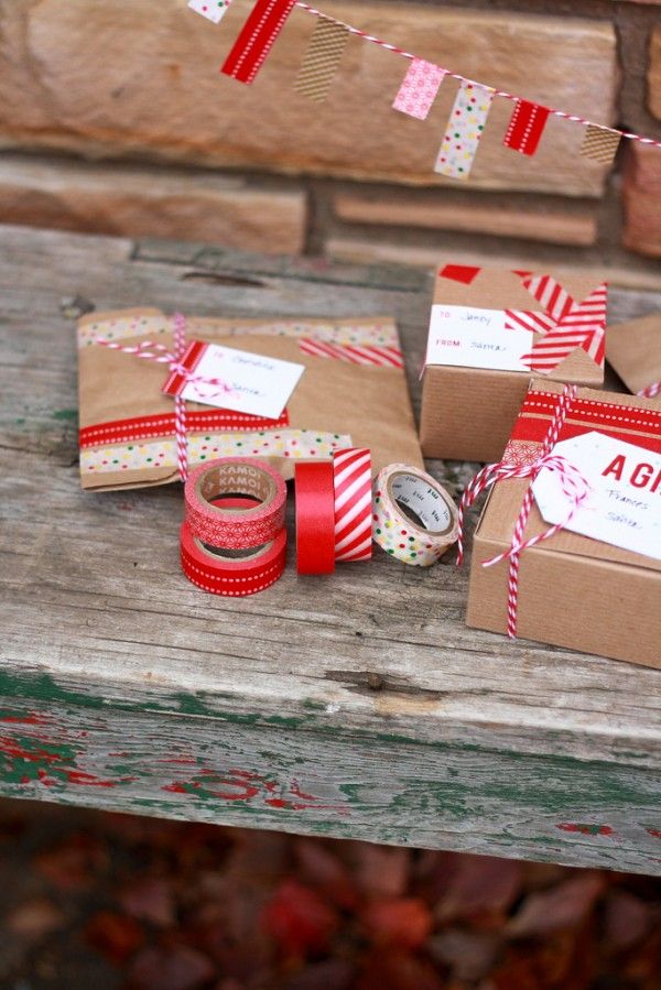 Washi Tape Gift Wrap Ideas + Printable Gift Tags