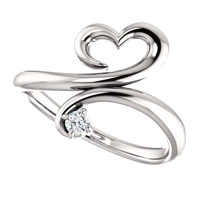14K Yellow Rose White Gold Naturally Mined Diamond Heart Accented Ring