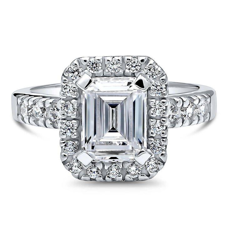 A Flawless 2.3CT Emerald Cut Halo Russian Lab Diamond Ring