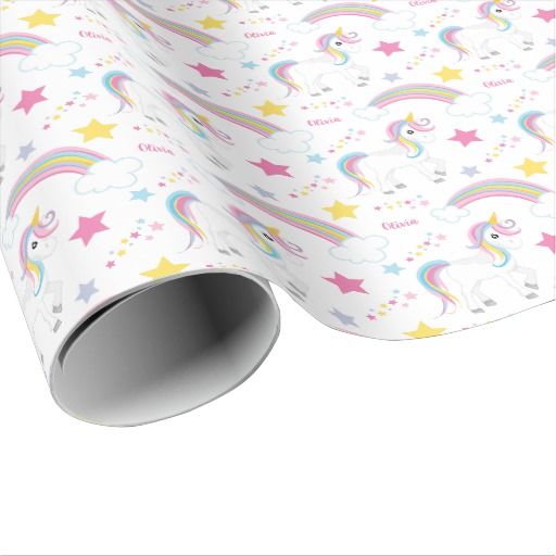 Magical Rainbow Unicorn Birthday Personalized Wrapping Paper