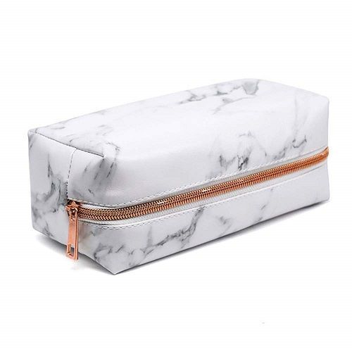 I love this White Marble Pencil Case. The rose gold zipper is brilliant! #school...
