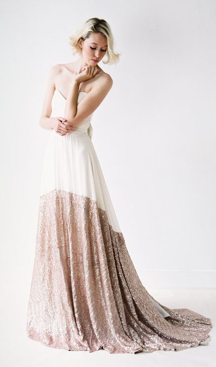 Rose gold dipped wedding gown by Truvelle