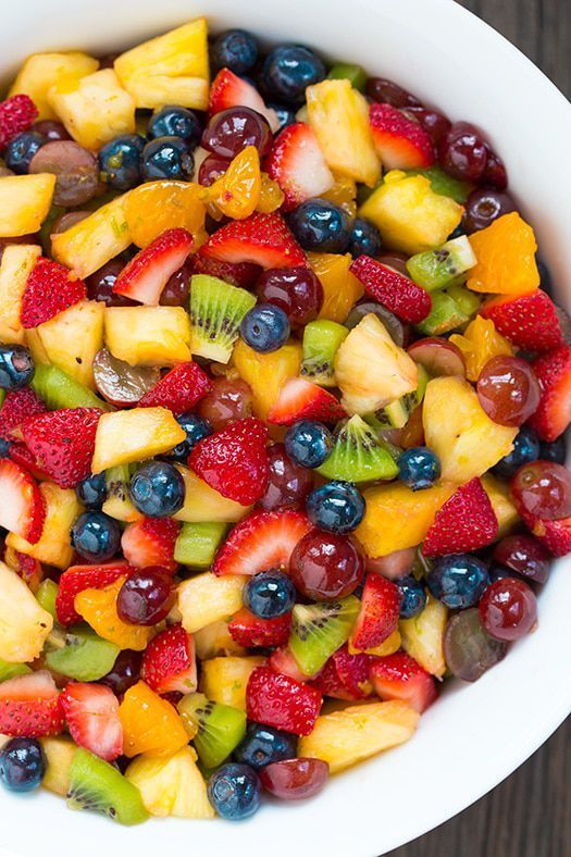 A colorful fruit salad is a healthy yet tasty side dish to serve on Mother's Day...