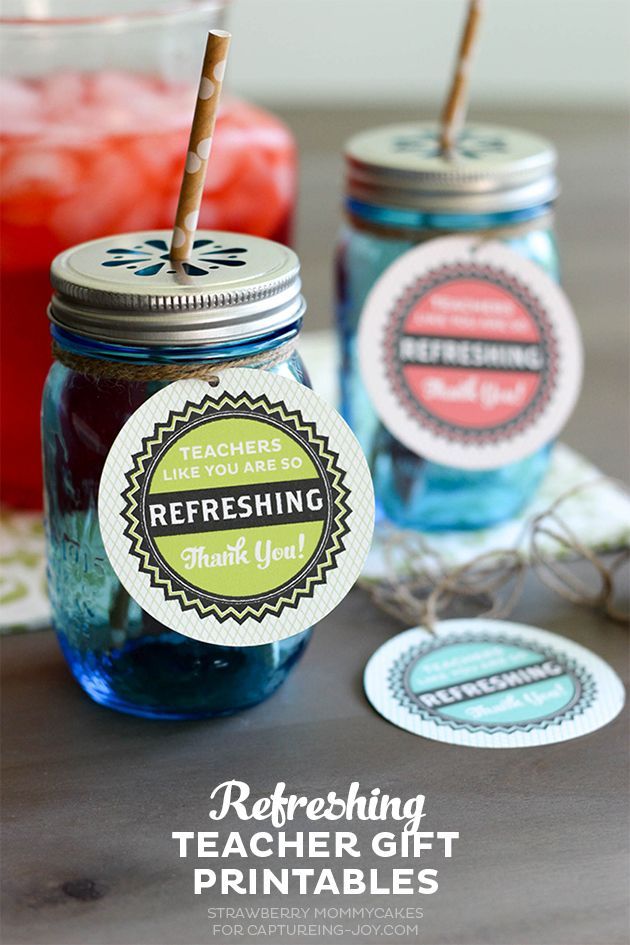 Refreshing Teacher Gift Ideas plus Free Printables on Capturing-Joy.com!