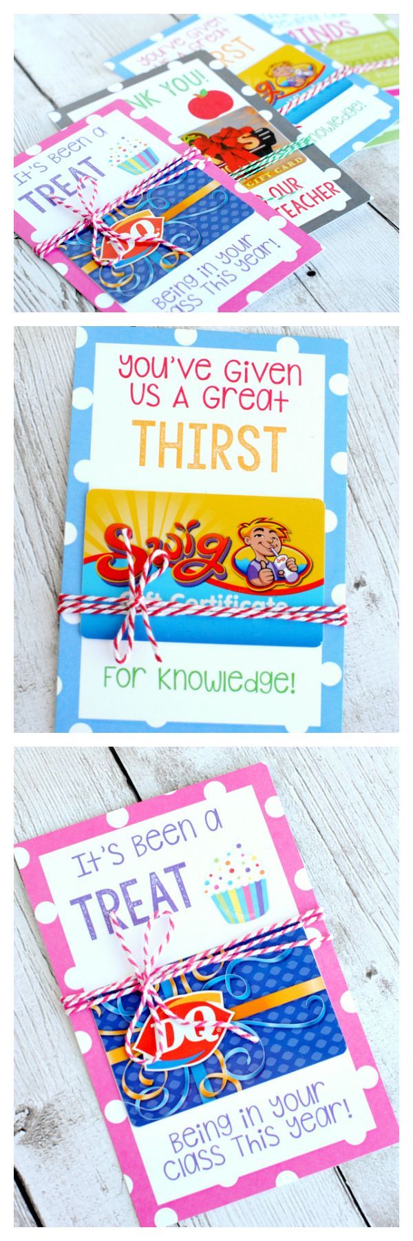 These printable teacher appreciation gift card holders are so simple and so cute...