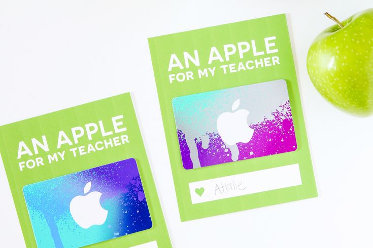 Love this card to dress up an iTunes Gift Card for Teacher Appreciation via @Pag...