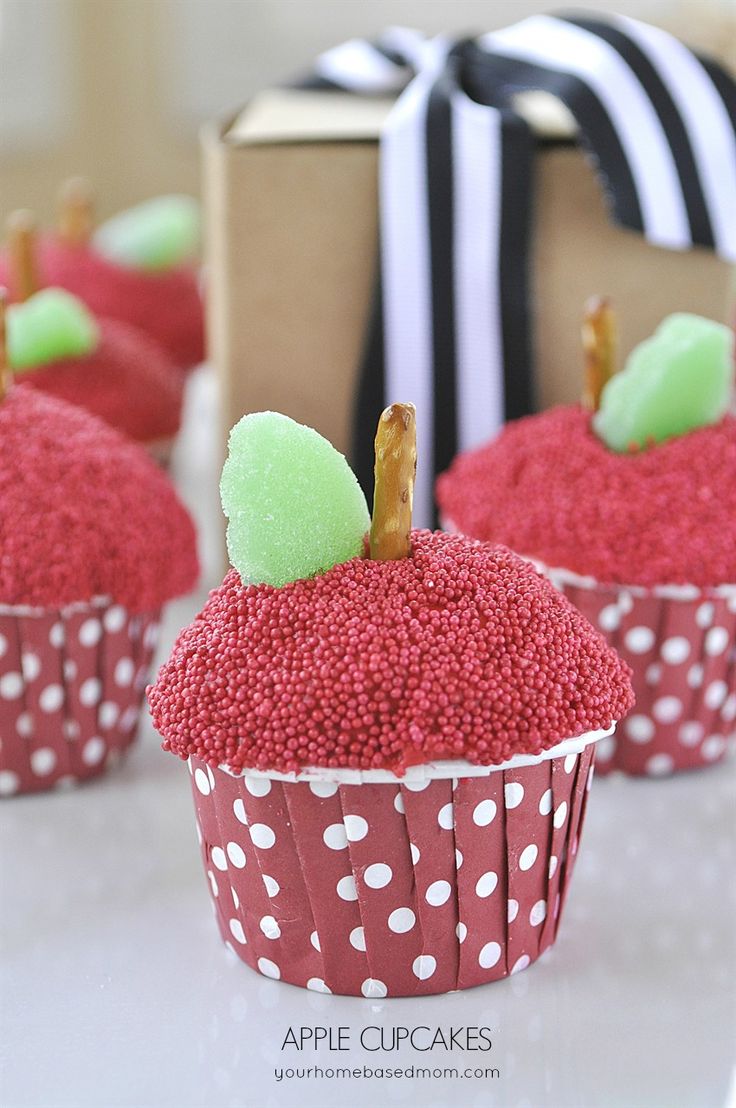 Apple cupcakes for a teacher appreciation gift idea