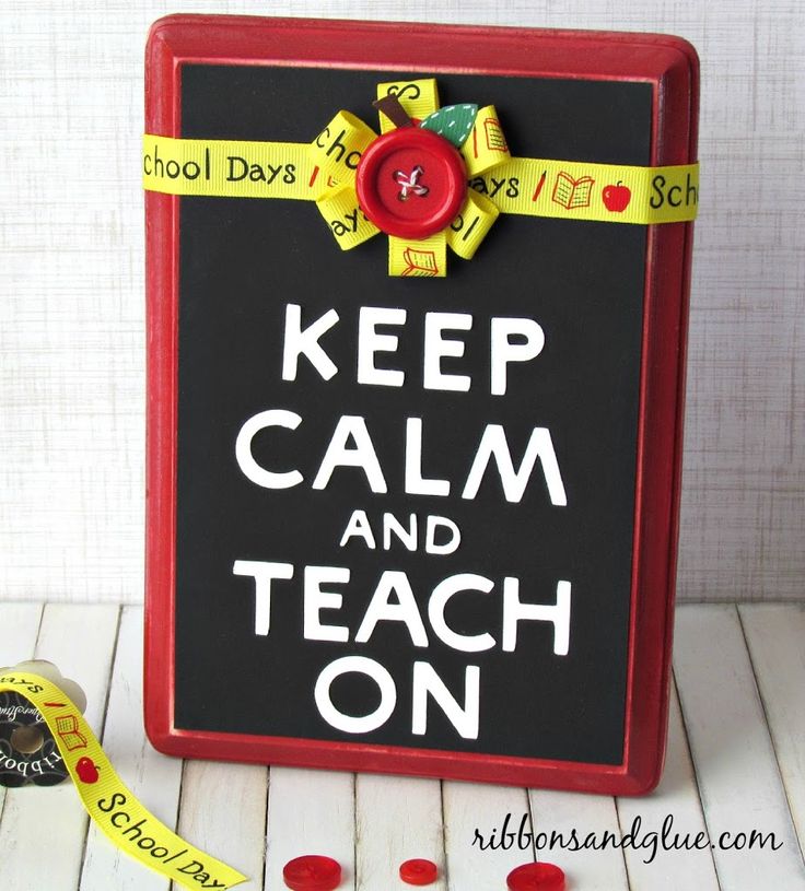 DIY Keep Calm and Teach On Teacher's Plaque made from a painted wood plauque...