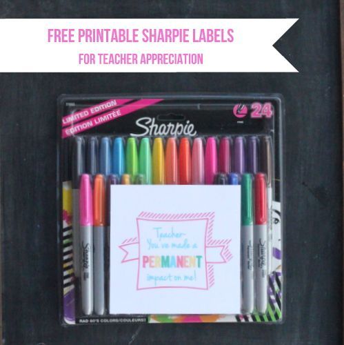 Free printable gift tag for sharpies for teacher appreciation #gift #idea #teach...