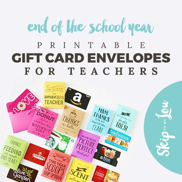 Gift card envelope: printable teacher gift idea