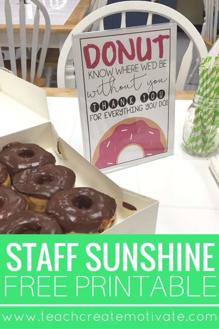 Spread Staff Sunshine at your school with this free printable!