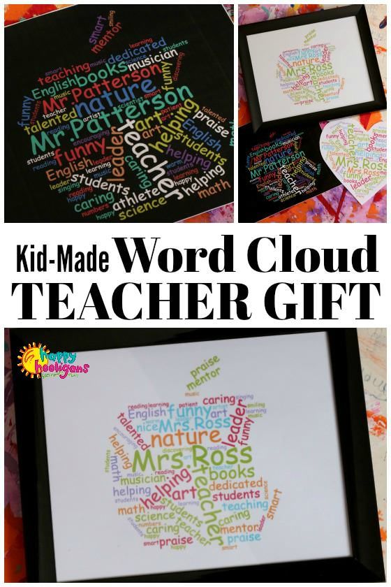Teacher Appreciation Word Cloud - Unique Gifts for Male or Female Teacher