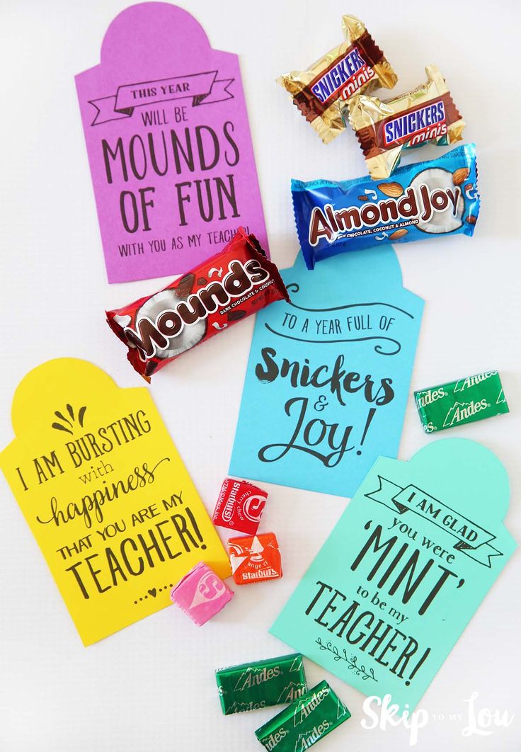 Teacher candy gram gift tags