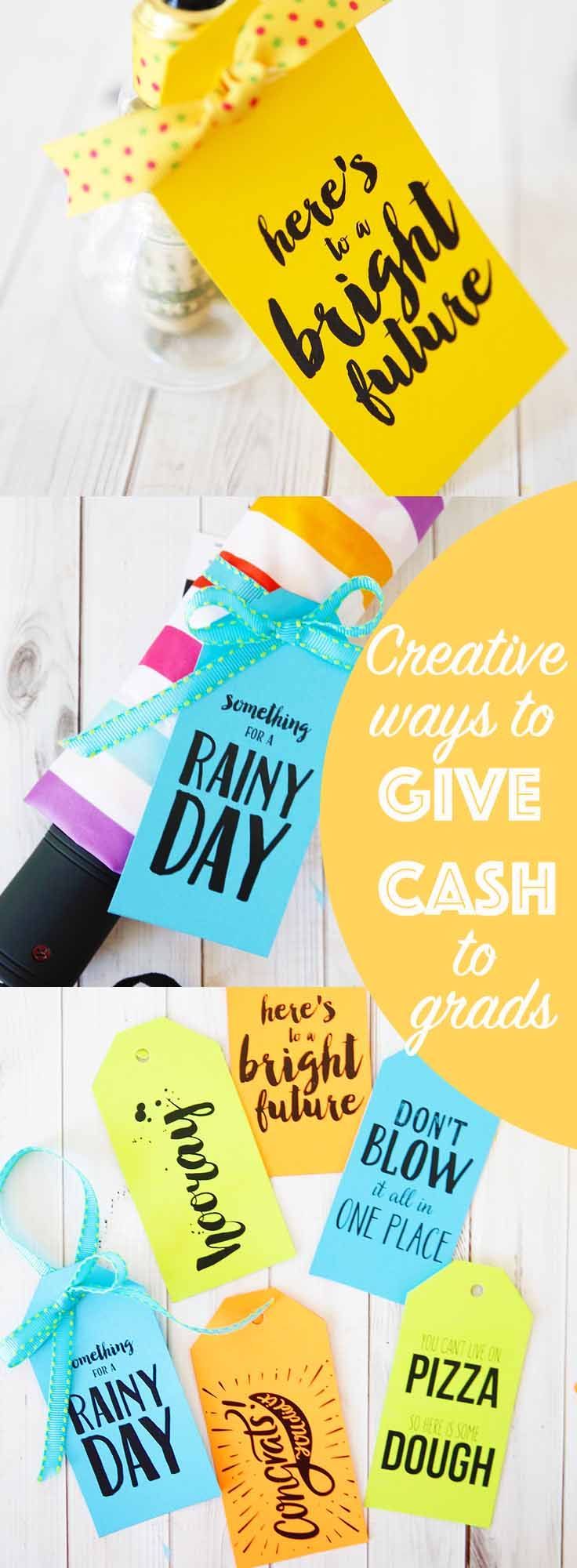 The best ways to give cash! Pair these free printable tags with a small gift and...