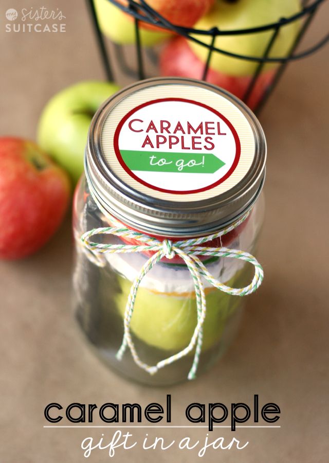 caramel apple gift in a jar- a simple teacher appreciation gift idea
