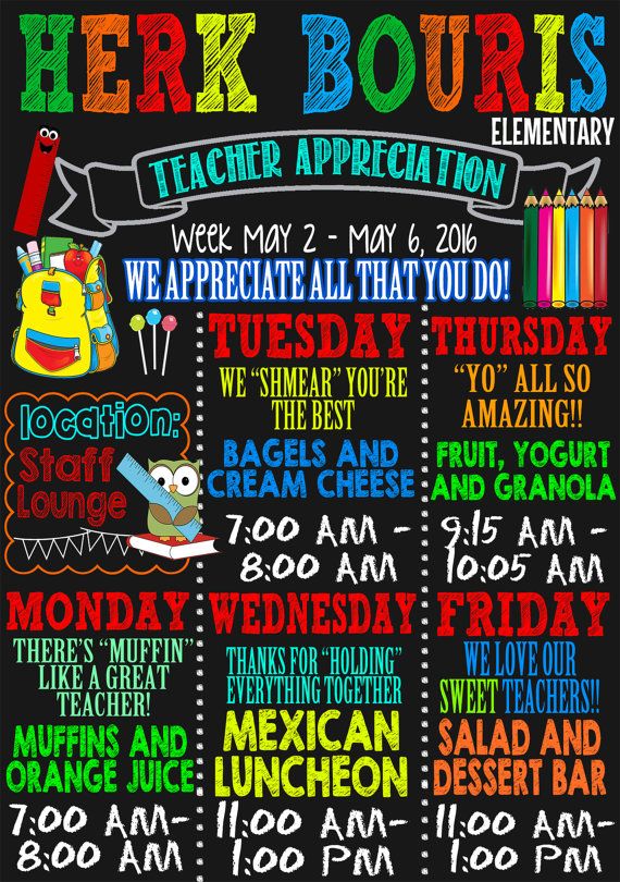 teacher appreciation week schedule gift idea