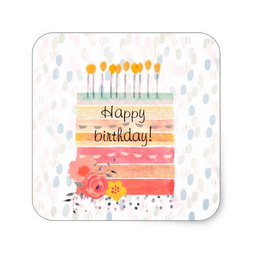 Happy birthday sticker with cake design.