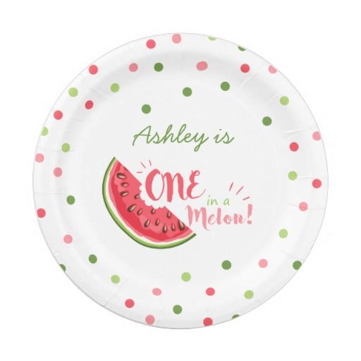 One in a melon First birthday Paper Plates summer