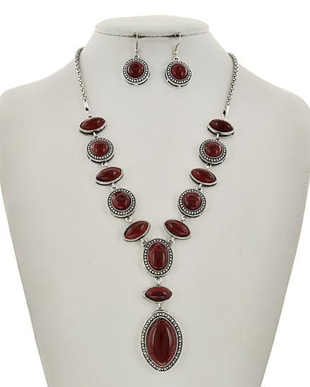 Red Turquoise Necklace and Earring Set