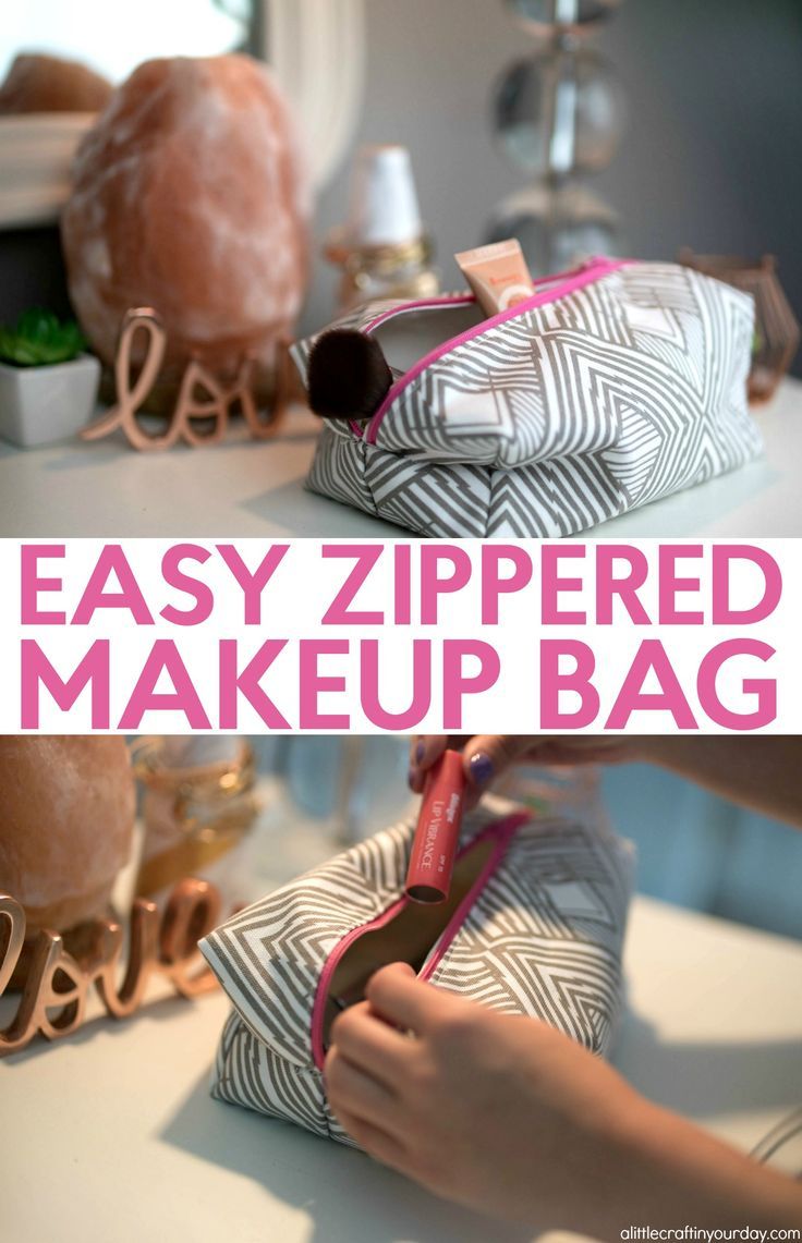 How to sew a zippered makeup bag-  It is a boxy pouch that is perfect for storin...