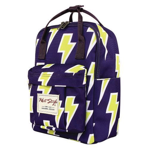 I love the striking yellow thunderbolt pattern of this mini backpack (cute backp...