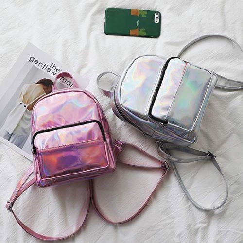 Pretty Holographic Mini Leather Backpack (cute backpacks for women)