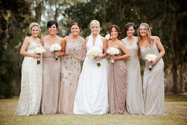 Ideas for mix and match bridesmaids dresses! (love the art deco silver @McKenzie...