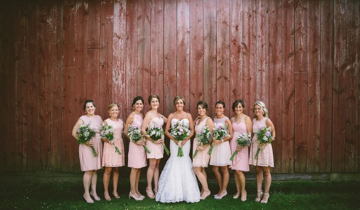 Love the look of different bridesmaids dresses in the same color