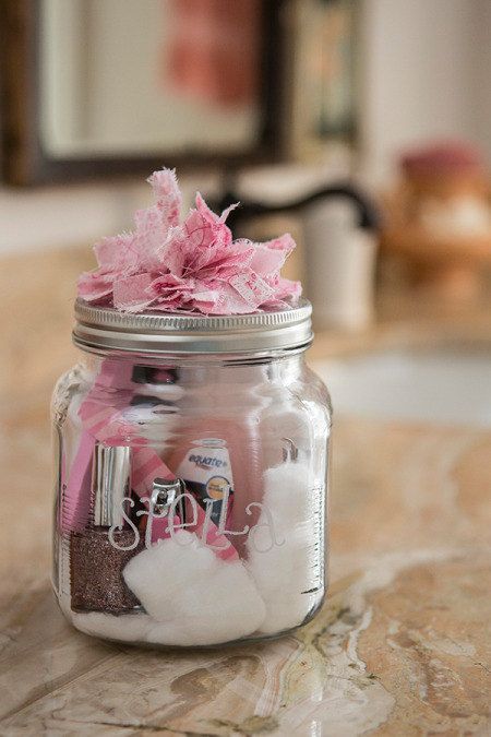 Manicure Pedicure in a Mason Jar, adorable gift for bridesmaids