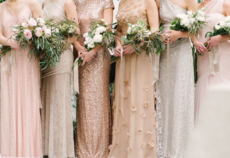 Neutral and glam mismatched bridesmaids  Photography: Marissa Moss - www.marissa...