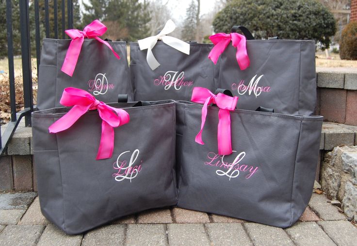 Personalized Bridesmaid Totes Monogrammed Bridal Party Gifts Bride Maid of Honor...